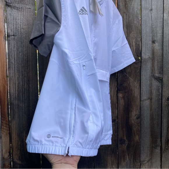 Adidas Mens Golf Windbreaker Short Sleeve Pullover Jacket Stadium Quarter Zip - Picture 10 of 16